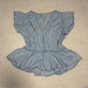 Sam Edelman Women Blouse Chambray Peplum Blouse